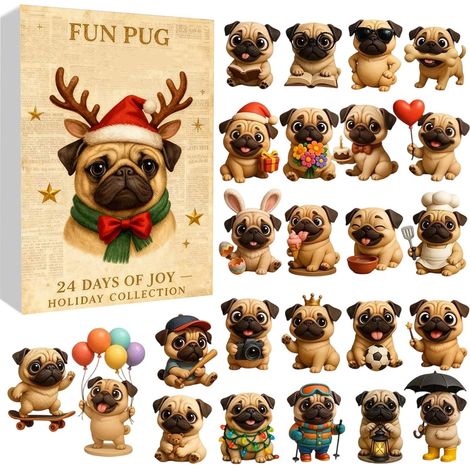 Calendrier de l'Avent de Noël Ornement de sapin de Noël plat en acrylique 2D, pendentif chien, jouet de l'Avent (1/5)