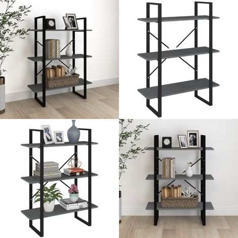 Libreria a 3 Ripiani Grigia 80x30x105 cm in Massello di Pino - Libreria grigia - Libreria a 3 ripiani