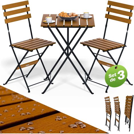 Casaria – Ensemble table et chaises de jardin 2 places – Bois d'acacia certifié FSC® – Pliable et résistant aux intempéries – Design intemporel (1/5)