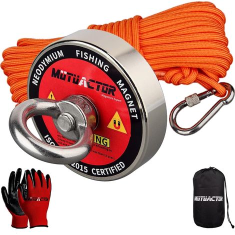 n52 Aimant Neodyme Super Puissant 180KG Force de Traction, Aimants Puissant Avec 20M Robuste Corde, Acheter Aimant Puissants Dans Jeu Pêche Magnetique pour la pêche magnétique et Le sauvetage