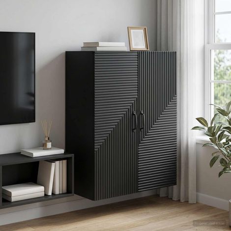 vidaXL Mobiletto a muro Nero 66 x 34,5 x 90 cm Legno ingegnerizzato (1/5)