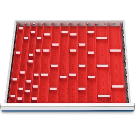 Muldenplatten Set 56-teilig, R 24-24, Schubladennutzmaß 600 x 600 mm, Blendenhöhe 50 / 75 mm Maße in mm (BxTxH): 600 x 600 x 30 (1/3)
