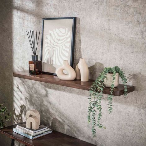Etagère murale 120x20,5 cm en acacia brun foncé - KIRVE