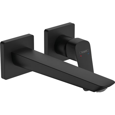 Hansgrohe Logis - Grifo empotrado de lavabo, montaje de 2 orificios,  EcoSmart, negro mate 71256670