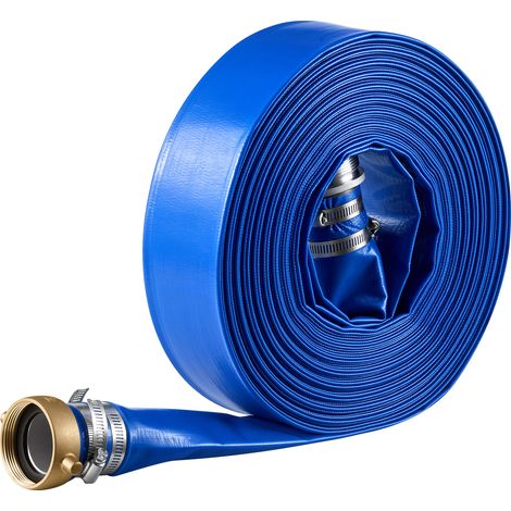 Mophorn Tuyau plat en PVC 2" x 30,48 m pour drainage et transfert d'eau, adapté aux pompes de piscine, filtres à sable et systèmes de lavage à contre-courant, avec raccords à ergots, bleu (1/5)