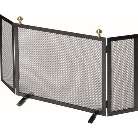 Parascintille con Antine 80x46 cm con Pomoli decorativi in Ottone in Ferro Verniciato Grigio Martellato