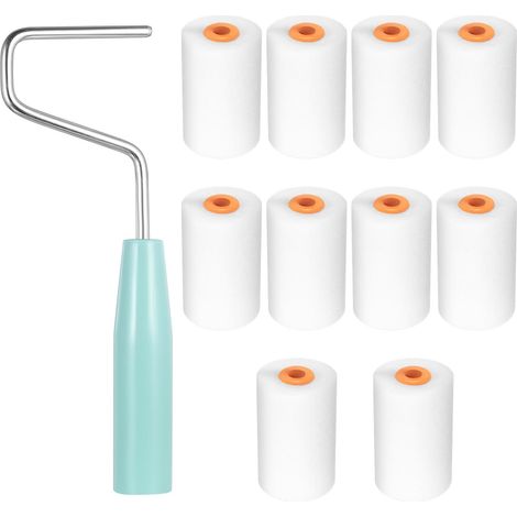 10 Pièces Set de Mini Rouleaux de Peinture, Rouleaux en Mousse pour Peinture Murale, Rouleaux à Peindre avec Manche pour Revêtement, Bricolage et Décoration Intérieure (52x34mm) (1/5)