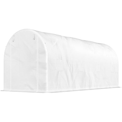 Serre tunnel 500 x 200 x 205 cm, bâche en PE 140 g/m² blanc, 8 fenêtres et porte roulante (1/5)