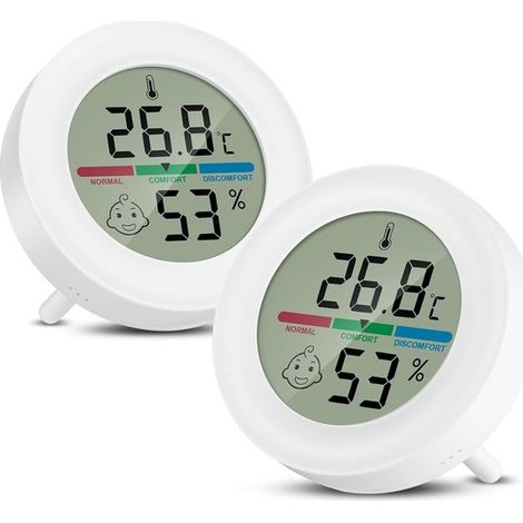 Mini igrometro Thlevel, termometro digitale per interni, termometro per temperatura e umidità con display comfort per ufficio, serra, cantina, 2 pezzi