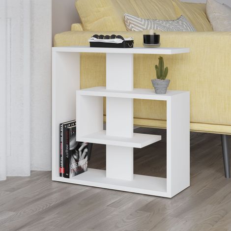 Decortie Saly Modern Side End Table Multipurpose With Creativeness H 57cm 3 Tier - White (1/4)