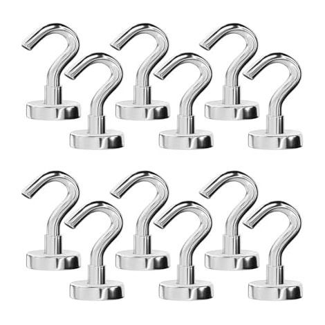Crochets Magnétiques Extra Puissants,10 pcs Aimants à Crochet en Acier Inoxydable,Aimants ronds œillets,Aimant œillets Avec Crochet,pour,Garage,Bureau et Camping - (1/5)