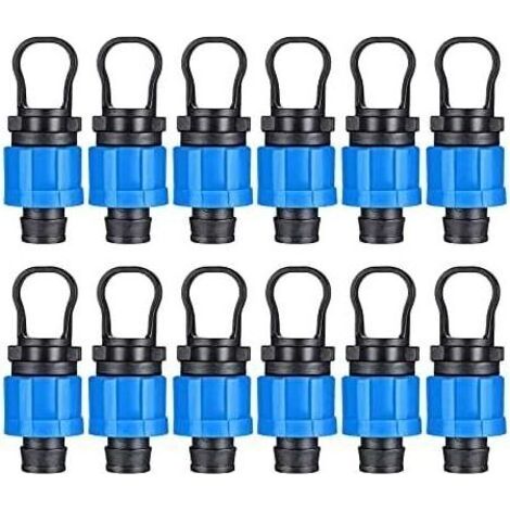 Lot de 12 bouchons d'extrémité d'irrigation goutte à goutte 1/2" - Raccord universel - Compatible avec les bandes goutte-à-goutte de 16 à 17 mm (1/5)