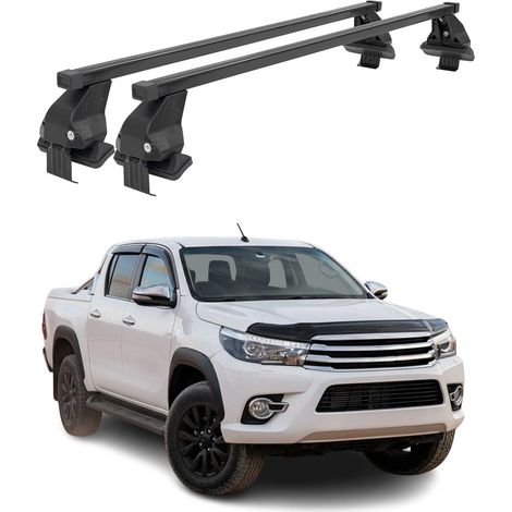 OMAC Dachträger Querträger Stahl für Toyota Hilux mk7 2011-2015 FL – Abschließbar – City-Crash-getestet – DIN 75302:2019 – ISO/PAS 11154:2006 – Max. 50 kg Schwarz (1/5)