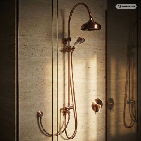 Ensemble de douche PaulGurkes avec robinetterie encastrée en cuivre style rétro (1/5)