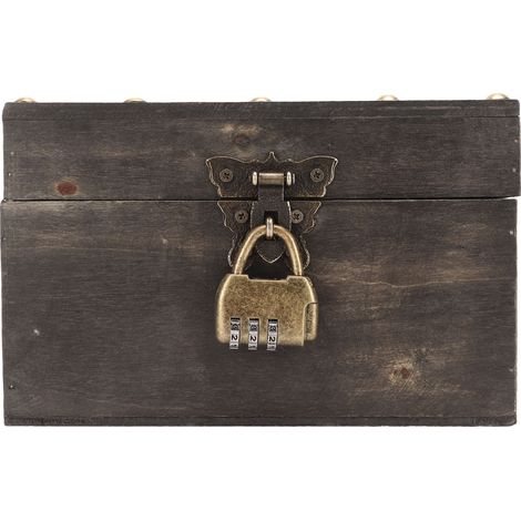 Coffre Vintage à Chiffres en Bois Artisanal, Coins Renforcés, Boîte de Rangement pour Décorations, Serrure à Code, Étui Décoratif Solide (1/5)