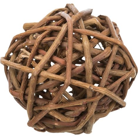 Boule en rotin de 8 cm de diamètre — boule en brins d'osier écorcés — pour ronger et lutter contre l'ennui.