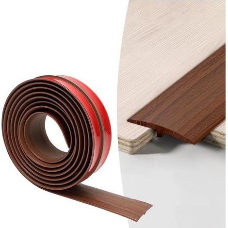Profilé de Transition,Profilé en T Autocollant 3 m Bande de Transition,pour Relier les Espaces du Sol et les Carreaux de Plancher Stratifié,Barre de Seuil, 5 CM x 3 M(Grain de Bois Brun) (1/5)