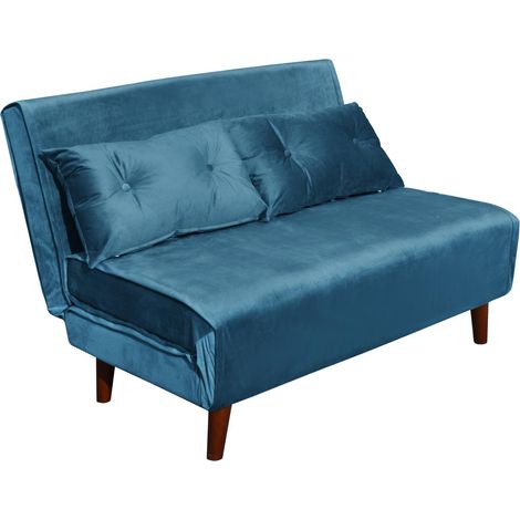 Double Sofa Bed Sleeper Foldable Portable Pillow Lounge Couch Blue Sofa Bed Living Room Furniture (1/5)