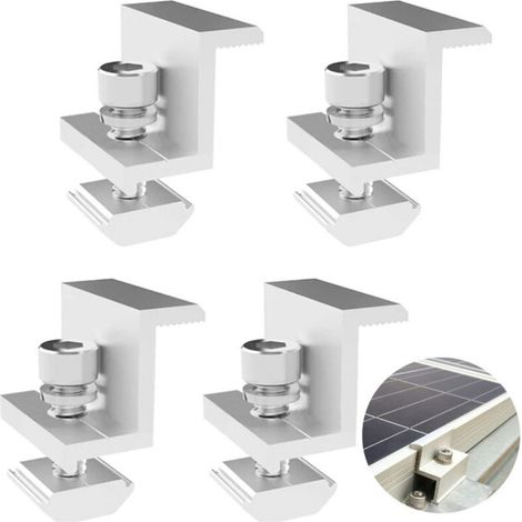 4 supports Z réglables pour panneaux solaires photovoltaïques - Pince d'extrémité 30 mm - Paquet complet - (1/5)