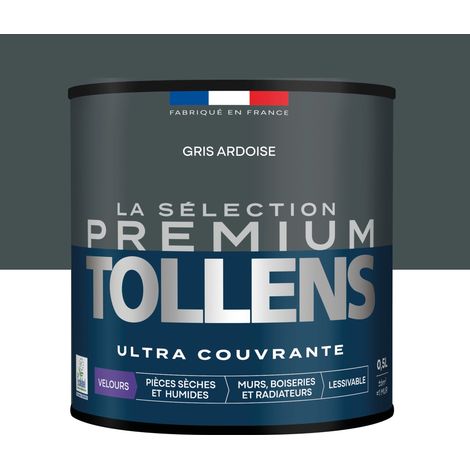 Tollens - Peinture intérieure couleurs - La Sélection Premium Velours - Ultra Couvrante - Gris Ardoise 0,5 L - 6m²