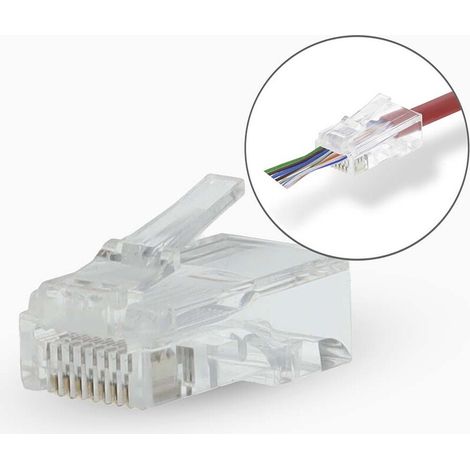 Nedis RJ45-Stecker / RJ45 Pass Through / Stranded UTP CAT5 / Gerade / Vergoldet / 10 Stück / Polycarbonate / Transparent / Box