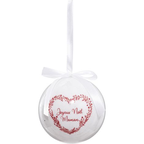 Déco Sapin Boule de Noël D 7.5 cm Blanc et Rouge - Feeric Christmas
