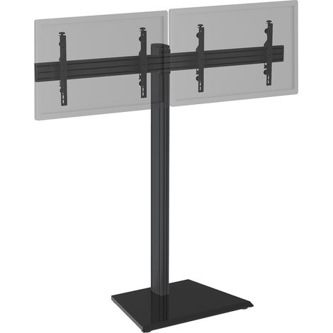Support TV sur pied - 2 écrans 50'' - 55'' Hauteur 175cm à poser noir (1/3)