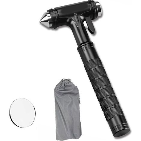 Marteau d'urgence avec brise-vitre et coupe-ceinture de sécurité - Noir - Outils de sécurité automobile (1/5)