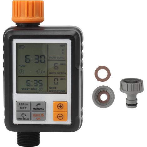 Programmateur d'arrosage automatique numérique avec écran LCD, programmable pour jardin pelouse, alimentation par piles AA, kit complet avec accessoires de connexion ABS robuste (1/5)