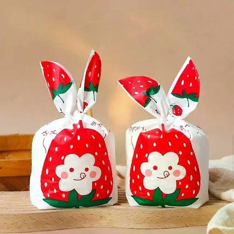 Sachets d'emballage pour bonbons - Motif fleurs de fraise, 13,5 x 22 cm, 1 sachet (1/2)