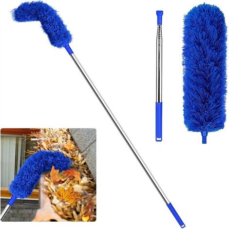 Brosse Nettoyage Gouttières Toiture avec Mât Télescopique Extensible 8 2 Pieds Facile à Utiliser Bleu (1/4)