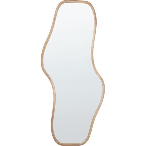 Specchio moderno a parete con cornice in legno di Paulownia di forma irregolare e ganci chiaro Biollet