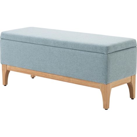 Banc de rangement, coffre de rangement avec couvercle amovible style scandinave, bout de lit en tissu lin, 110 x 39 x 45 cm, vert clair (1/5)