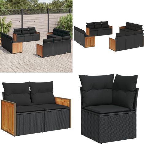 Salon de jardin 12 pcs avec coussins noir résine tressée - Ensemble Salon De Jardin - Salon De Jardin Extérieur - Meuble De Jardin - Mobilier De Jardin - Set De Canapés - Home & Living (1/5)