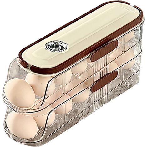 Boîte de rangement automatique à œufs de grande capacité pour réfrigérateur, avec roulettes, support pour conserver les œufs frais, ustensiles de cuisine ménagers B (1/5)