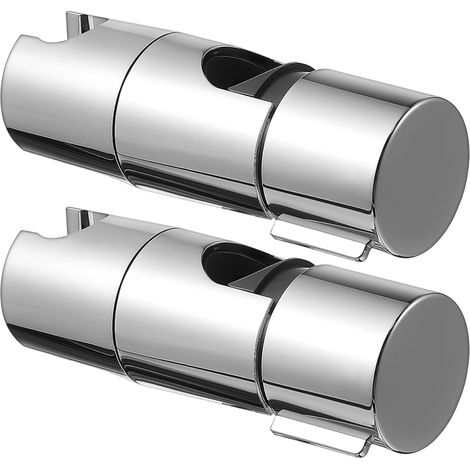 Lot de 2 supports de douche de rechange pour barre de douche coulissante de 18 à 25 mm, support de douchette réglable avec rotation à 360°, installation et retrait faciles. (1/5)