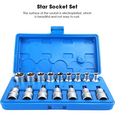 Jeu de 16 embouts de tournevis Torx de type E 1/2" et de tournevis à fleurs de type T pour la réparation automobile (1/5)