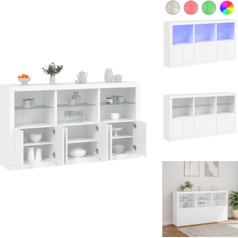 Buffet avec lumières LED blanc 181,5x37x100 cm - Meuble De Rangement - Buffet - Meuble Tv - Luminaire Led - Design Moderne (1/5)