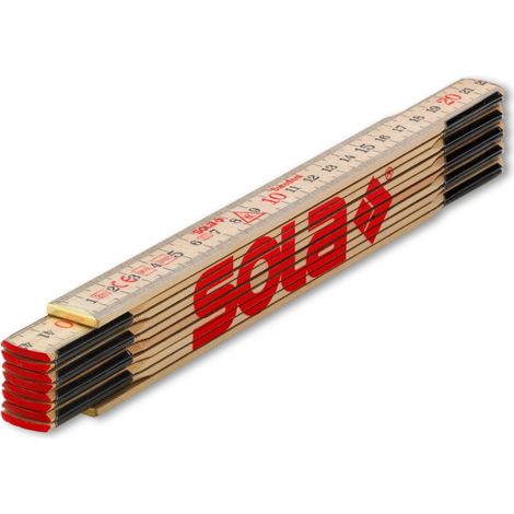 SOLA Holz-Gliedermaßstab 10 Glieder mit Feder 2 m EG-Prüfzeichen Genauigkeit III (1/5)