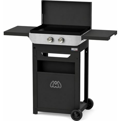 Le Marquier Original 260 Duo Plancha Elettrica con Carrello Nero - Barbecue a piastra