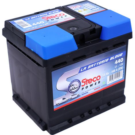 Stecopower – Batterie voiture 12V 50Ah 440A – Dimensions 207x175x190 mm – SKU 440