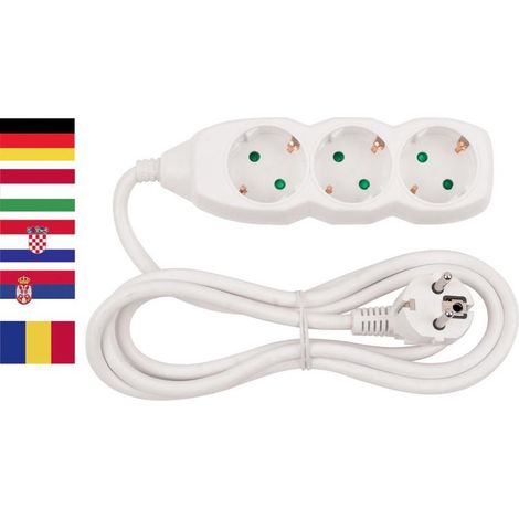 Kabel Strend Pro DG-803B, Schuko-Steckdose, 3,00 m, 3 Steckdosen, HU, RO, SRB, CRO (1/2)