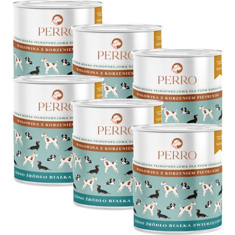 Alimento húmedo para perros Perro sabor carne de res con raíz de perejil 6x850g (1/5)