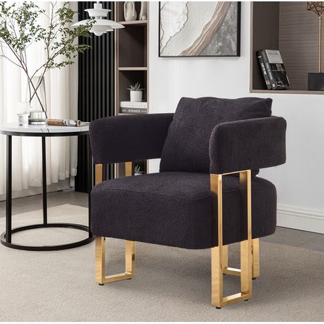 Samt-Sessel in Schwarz, 1-Sitzer, 66 x 62 x 68 cm OKMYHOME (1/5)