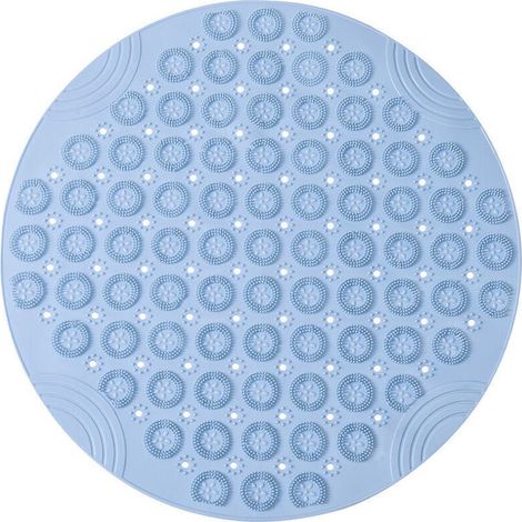 30x30cm PVC Tapis de Bain de Massage Rond Tapis Douche Antidérapant Tapis de Salle de Bain Antibactérien Tapis de Douche Lavable en Machine Tapis de Baignoire avec Trous de Drainage et Ventouses,bleu (1/4)