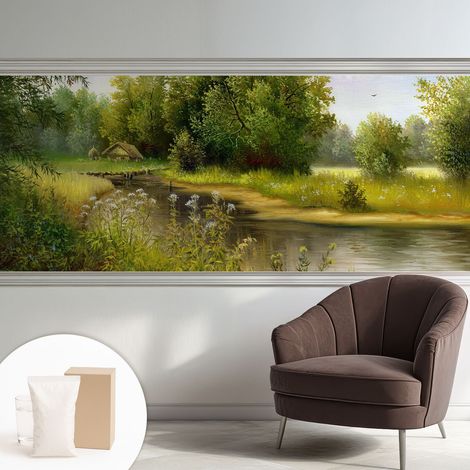 Tapete Vliestapete mit Kleber - trendige Wanddeko - elegant Fototapete für Wohnzimmer - Schlafzimmer Ländliche Landschaft 250x104 cm (1/5)