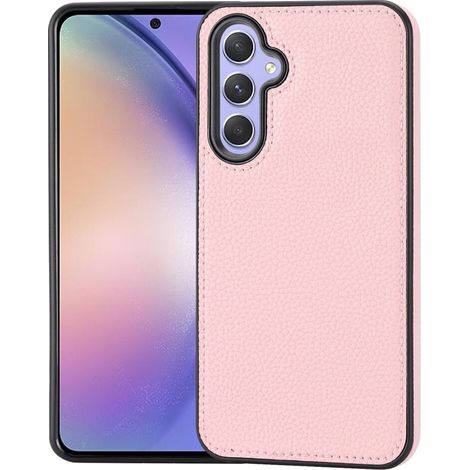 Étui en cuir rose litchi pour Samsung Galaxy S23 FE + verre trempé 9H, coloris Litchi (1/5)