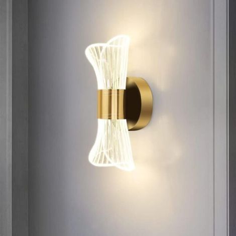 Applique murale d'intérieur à LED, applique murale moderne à intensité variable 12 W, applique murale en métal acrylique, applique murale dorée (1/3)