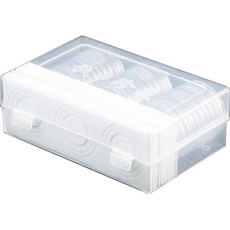 Capsules de Porte-Monnaie et 8 Tailles, 30 Pièces 46 mm Capsules à Monnaie d'argent Cas de Pièce de Monnaie Conteneur de Stockage Porte-Monnaie pour Fournitures de Collection de Pièces- (1/5)