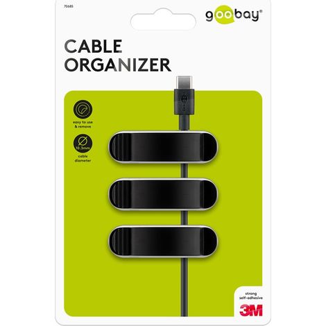 Goobay 70685 organizador de cables Escritorio/pared Clip para cable Negro 3 pieza(s) (1/5)